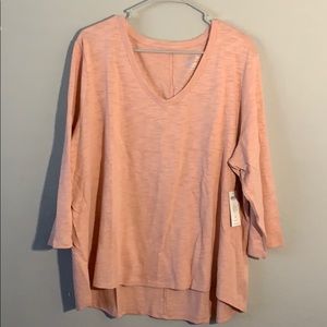 NWT Chico’s V Neck Tee Pale Sienna Rose size4/XXL